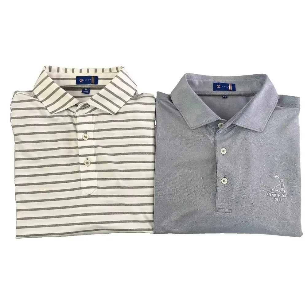 Stitch Vintage Lot Of 2 Polo Shirts Men’s M/L Gray Stripe Golf Stretch - Picture 3 of 16
